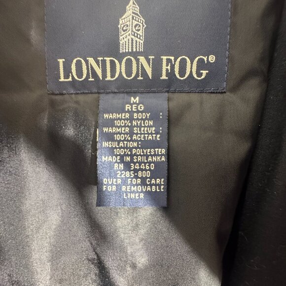Men's London Fog Classic Water-Resistent Black Trench Coat Size Medium Regular - Picture 7 of 9